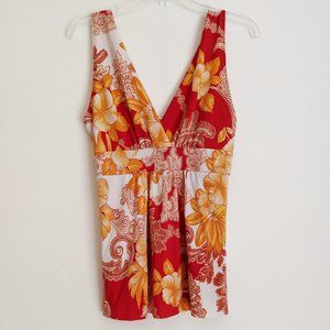 Body Central Y2k Boho Orange Paisley Floral Fairycore Tank Top L